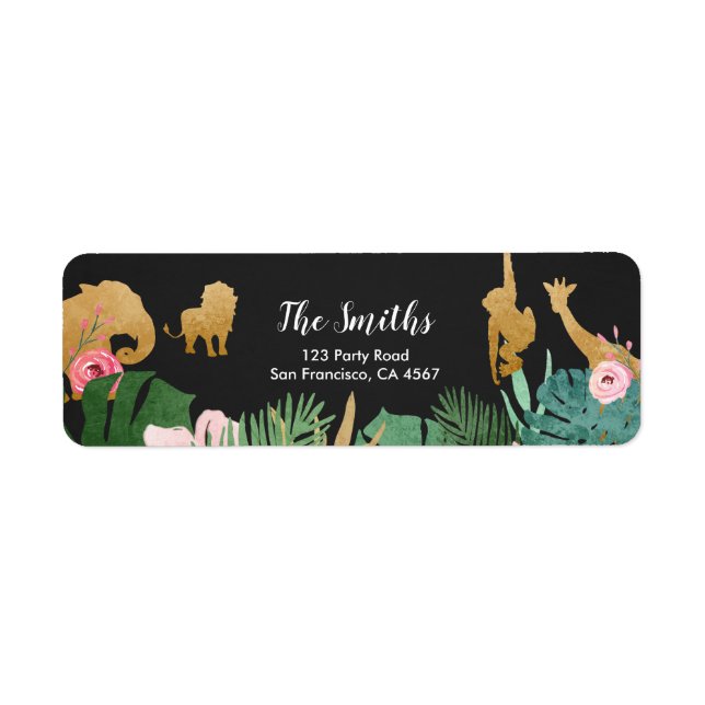 Safari Address Labels Wild one Animals Jungle Zoo (Front)