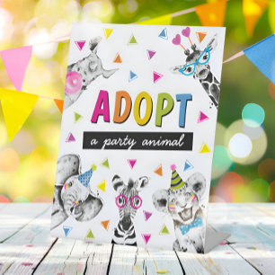 Safari Adopt an Animal Birthday Party Table Sign