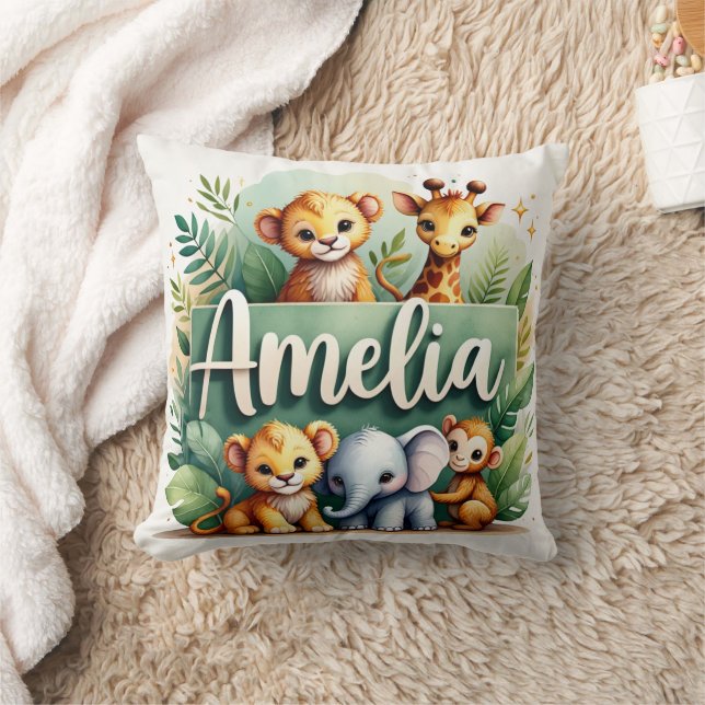 Safari Adventure Amelia Throw Pillow (Blanket)