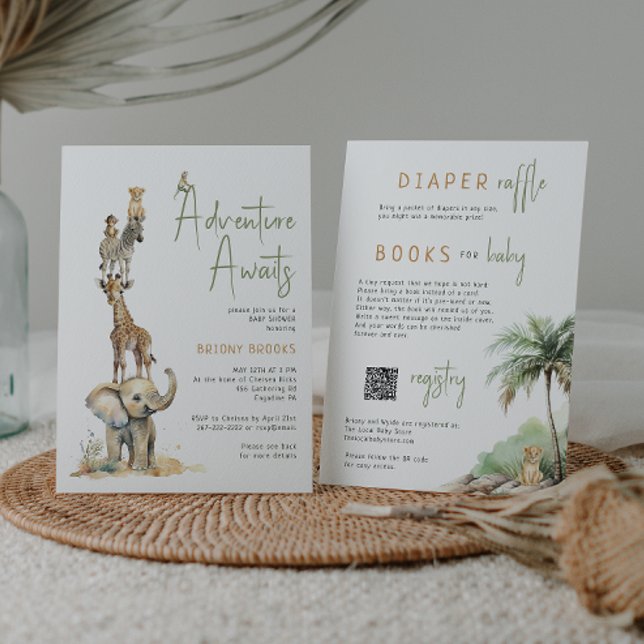 Safari Adventure Awaits | All in One Baby Shower Invitation (Creator Uploaded)