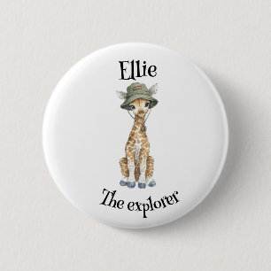 Safari Adventure Babies Cute Watercolour Animals Button