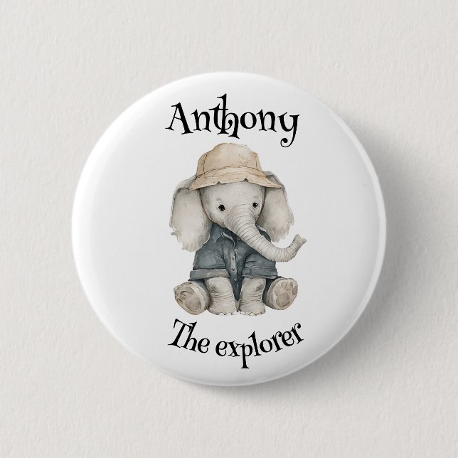 Safari Adventure Babies | Cute Watercolour Animals Button (Front)