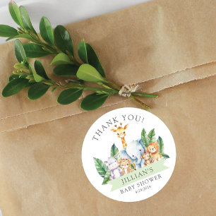 Safari Adventure Baby Shower Thank You Classic Round Sticker