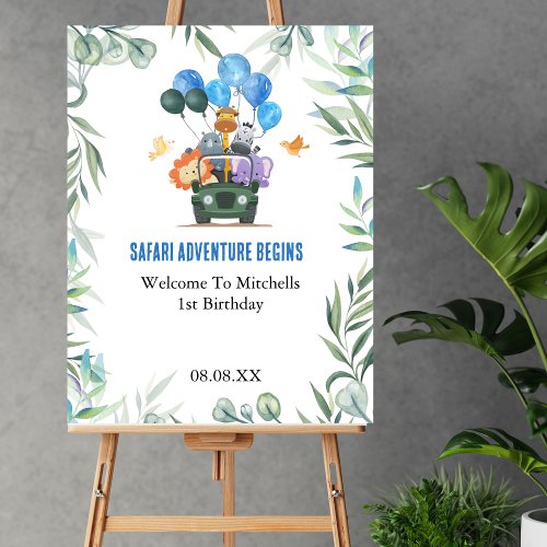 Safari Adventure Begins 1st Birthday Welcome Sign