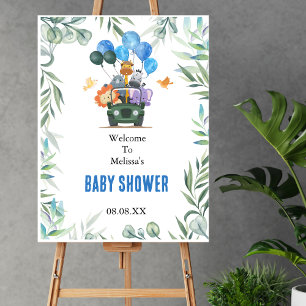 Safari Adventure Blue Balloon Welcome Sign