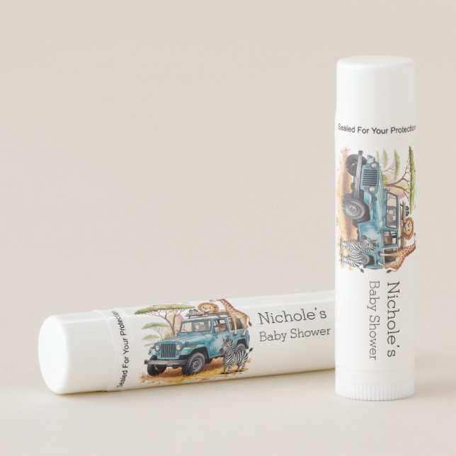 Safari Adventure Boy Baby Shower Lip Balm (Front)