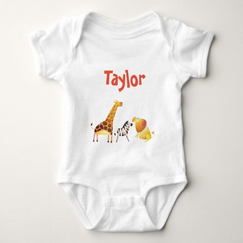 Safari Adventure Giraffe Zebra Lion Baby Bodysuit