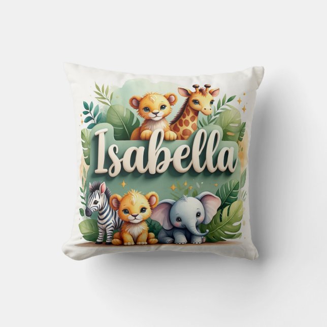 Safari Adventure Isabella Throw Pillow (Front)