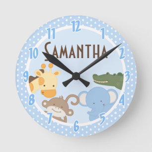Safari Adventure Jungle Zoo Personalized Clock