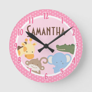 Safari Adventure Jungle Zoo Personalized Clock