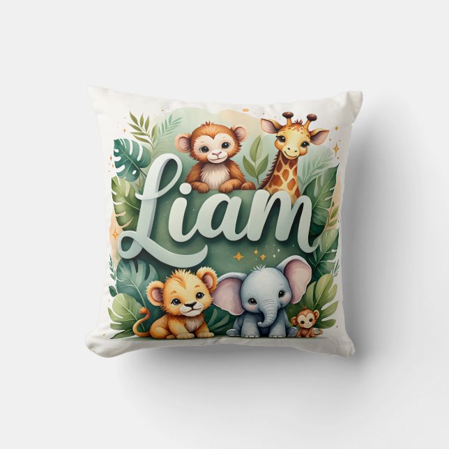 Safari Adventure Liam Throw Pillow (Front)