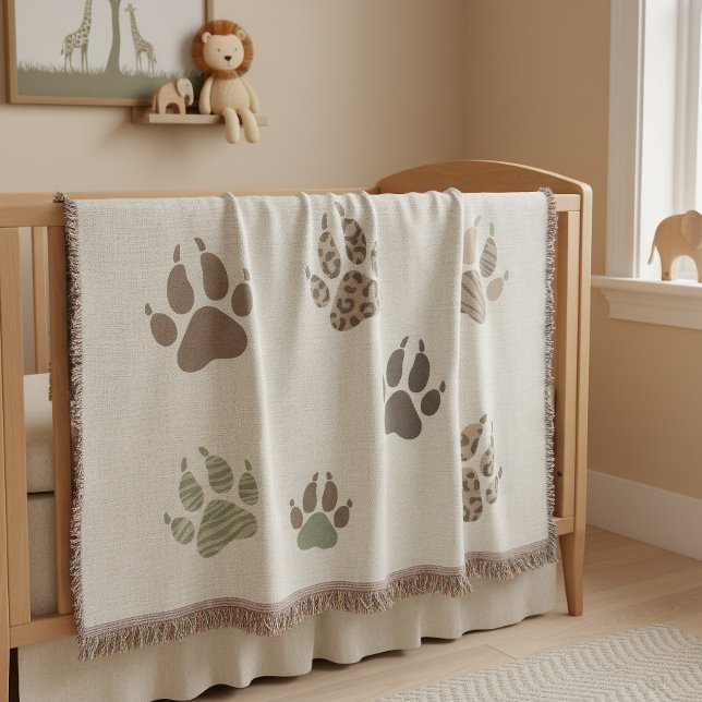 Safari Adventure Lion Paw Prints ID1270 Throw Blanket (Creator Uploaded)