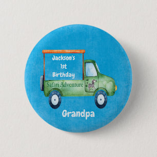 Safari Adventure Personalized 1st Birthday Button