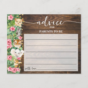 Safari Advice Mom & Dad Pink Rustic Shower Card Flyer