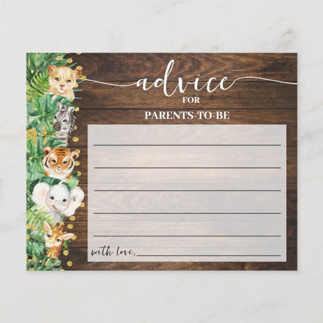 Safari Advice Mom & Dad Rustic Baby Shower Card Flyer (Front)