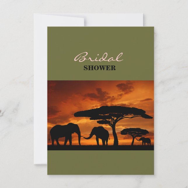 Safari African Baobab tree elephant silhouette Invitation (Front)