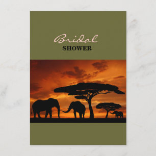 Safari African Baobab tree elephant silhouette Invitation