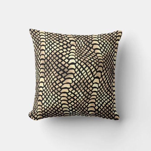 Safari African Gold Glam Python Animal Skin Sepia Throw Pillow