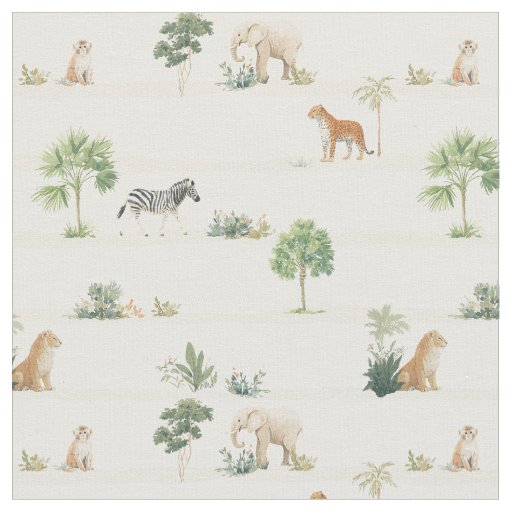 Safari African jungle animals - national park  Fabric