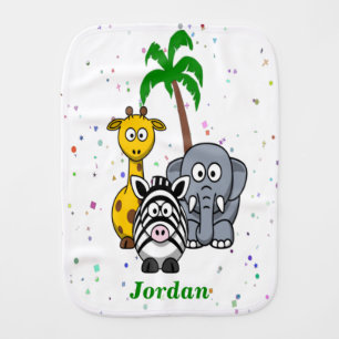 Safari And Jungle Animals Baby Burp Cloth