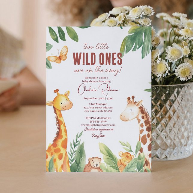 Safari and twins baby Cute Baby shower  Invitation (Creator Uploaded)