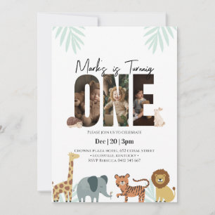 Safari Animal 1st Birthday Invitation