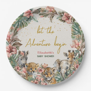 Safari Animal Adventure Begin Baby Boy Shower Paper Plates