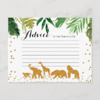 Safari animal Advice Card Baby Shower