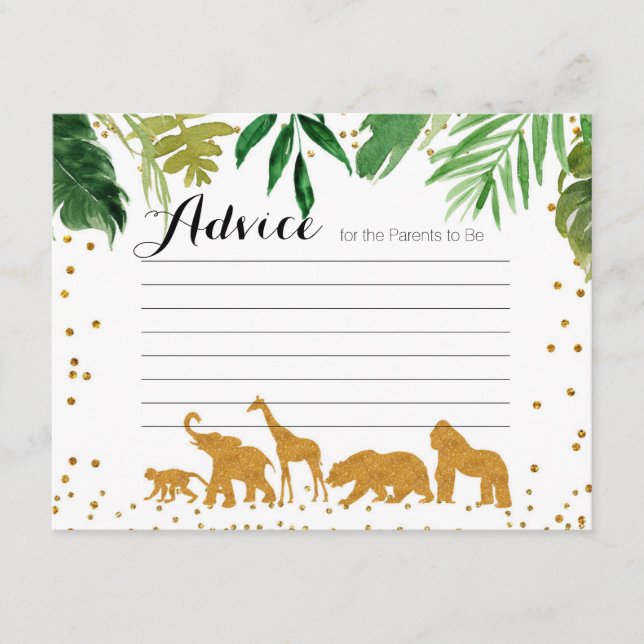 Safari animal Advice Card Baby Shower (Front)