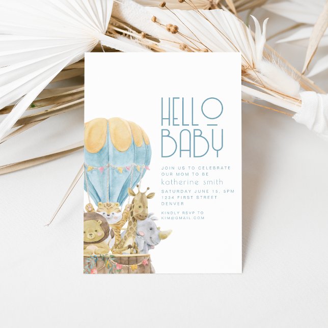 Safari Animal Air Balloon Baby Shower Invitation (Creator Uploaded)