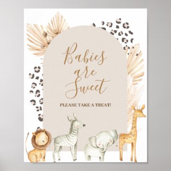Safari Animal Babies Are Sweet Please Take A Treat Poster by HappyPartyStudio at Zazzle