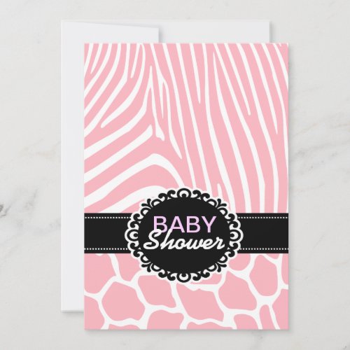 Safari animal baby girl shower personalized announcement