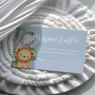 Safari Animal Baby Shower Diaper Raffle Business Card