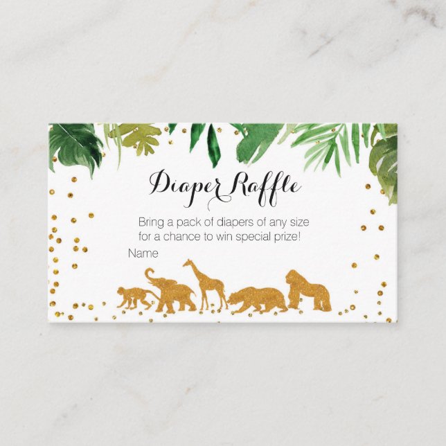Safari animal Baby Shower - Diaper Raffle Card (Front)