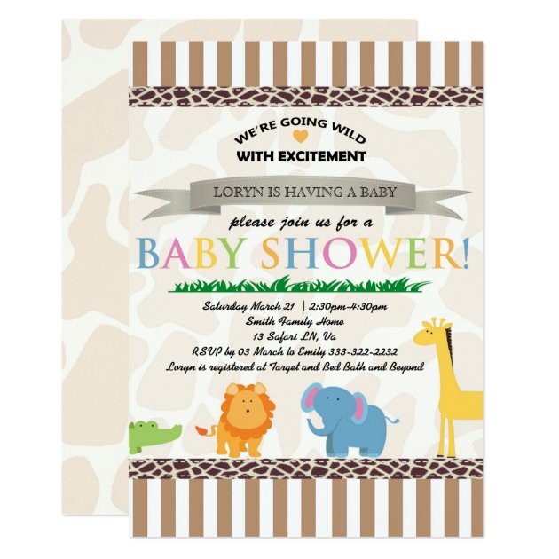 Safari Animal Baby Shower Invitation