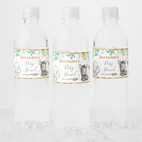 Safari Animal Baby Shower Water Bottle Label