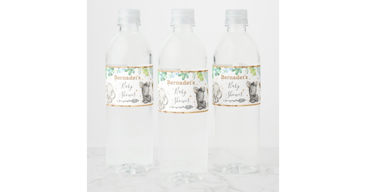 Safari Animal Baby Shower Water Bottle Label | Zazzle