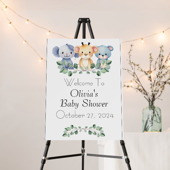 Safari Animal Baby Shower Welcome Sign (In Situ (Stand))