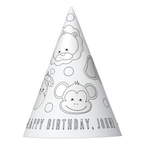 Safari Animal Birthday Party _Color Your Party Hat