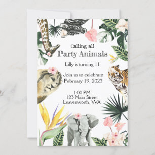 Safari Animal Birthday Party Invitation