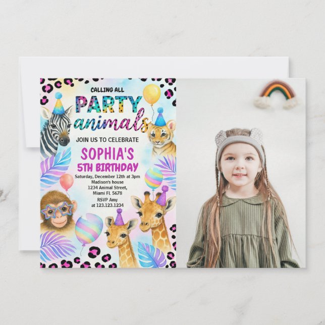 Safari Animal Birthday Party Invitation (Front)