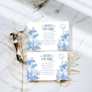 Safari Animal Blue Toile Baby Boy Shower Books Enclosure Card