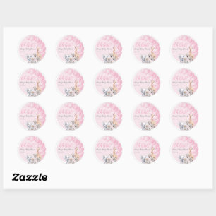 Safari Animal Blush Pink Boho Baby Girl Shower Classic Round Sticker