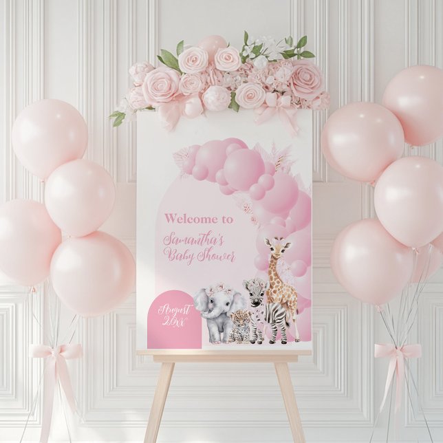 Safari Animal Blush Pink Boho Baby Girl Shower Foam Board (Creator Uploaded)