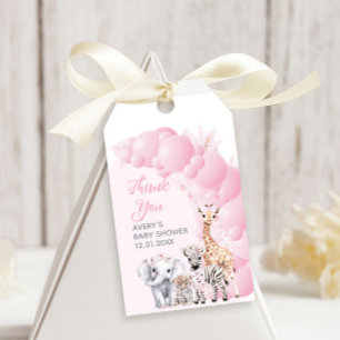 Safari Animal Blush Pink Boho Baby Girl Shower Gift Tags