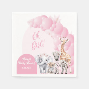 Safari Animal Blush Pink Boho Baby Girl Shower Napkins