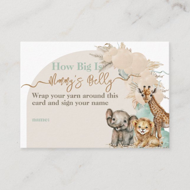 Safari animal Boho Oh Boy Baby Shower Game Enclosure Card (Front)