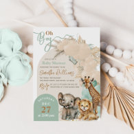 Safari animal Boho Oh Boy Baby Shower Invitation