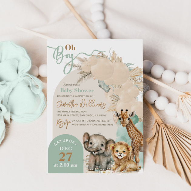 Safari baby boy shower 2024 invitations