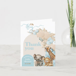 Safari animal Boho Oh Boy Baby Shower Letterpress Thank You Card